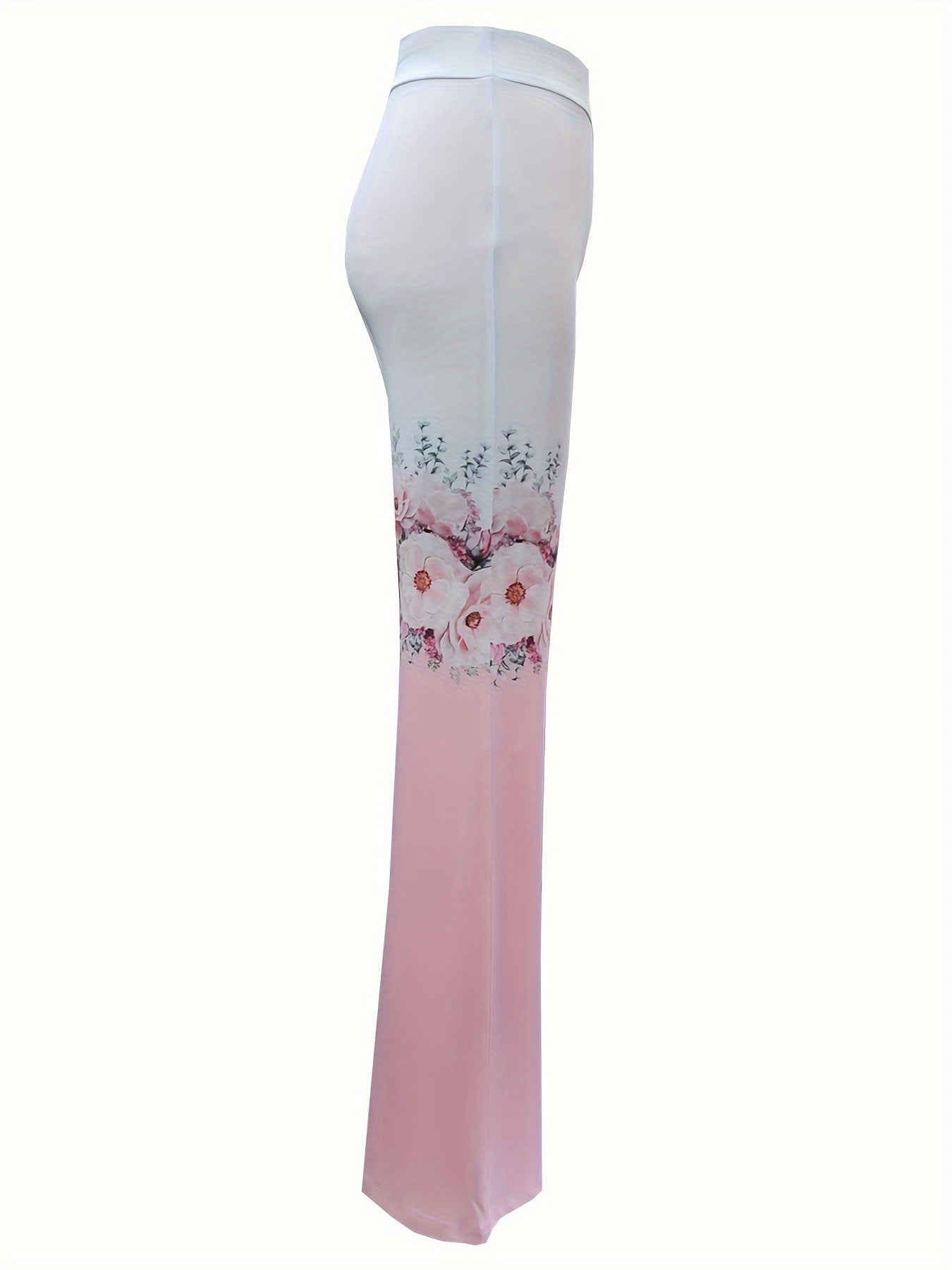 Floral Print Flare Leg Pants, Casual High Waist Long Length Pants, Women's Clothing